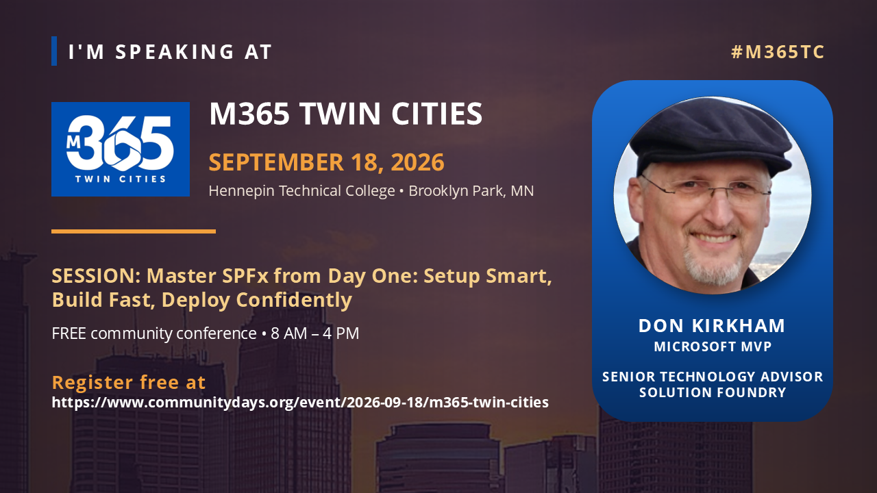 Join me at M365 Twin Cities - Sep 18, 2026